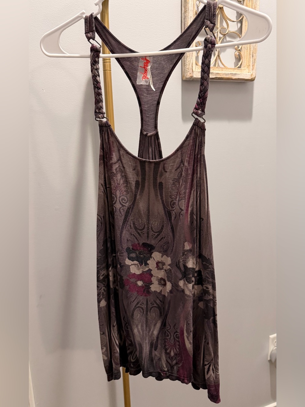 Free People Sz S Racerback Tank with Braided Straps